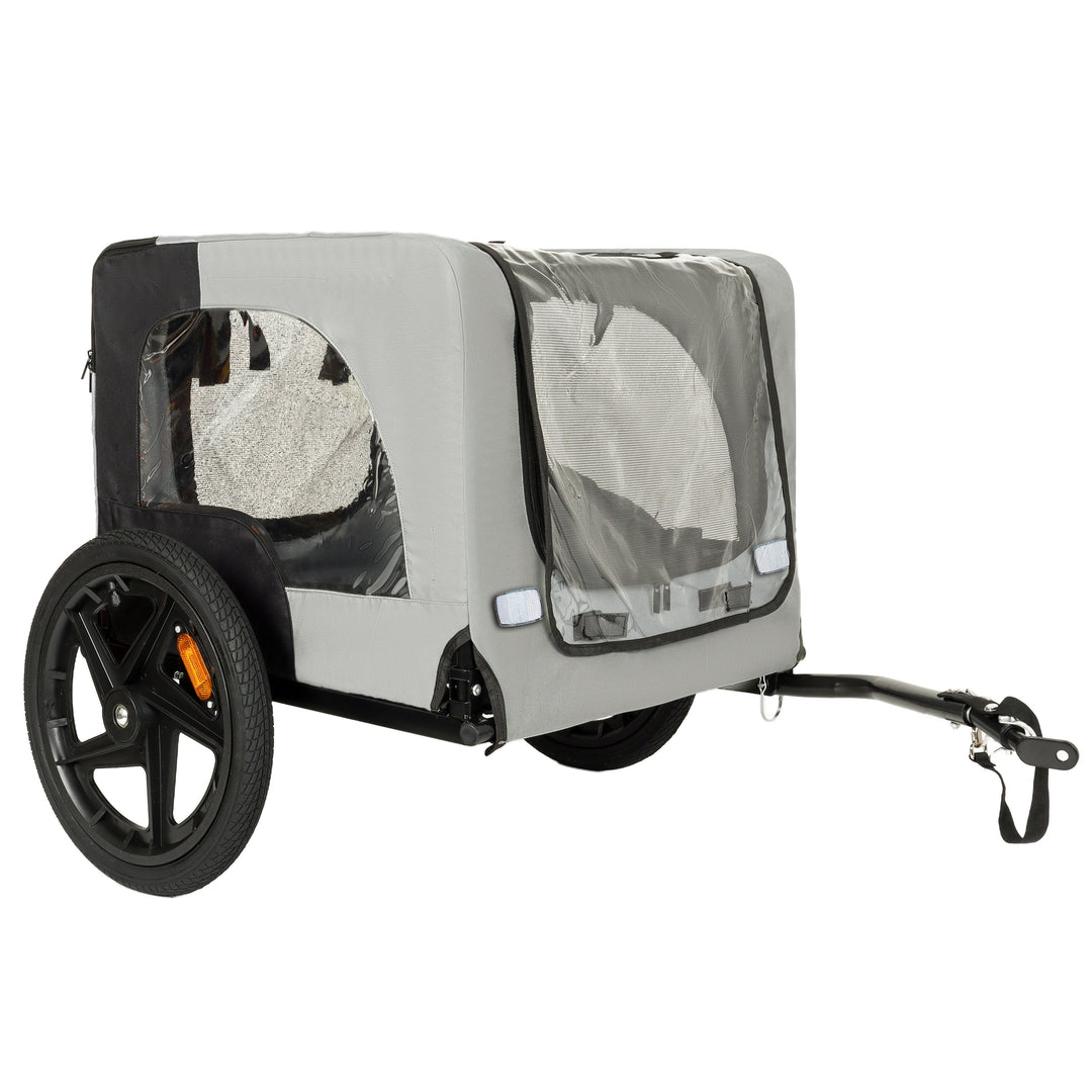 Outdoor Heavy Duty Collapsible Pet Bike Trailer with 16-Inch All-Terrain Wheels