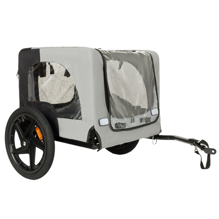 Outdoor Heavy Duty Collapsible Pet Bike Trailer with 16-Inch All-Terrain Wheels