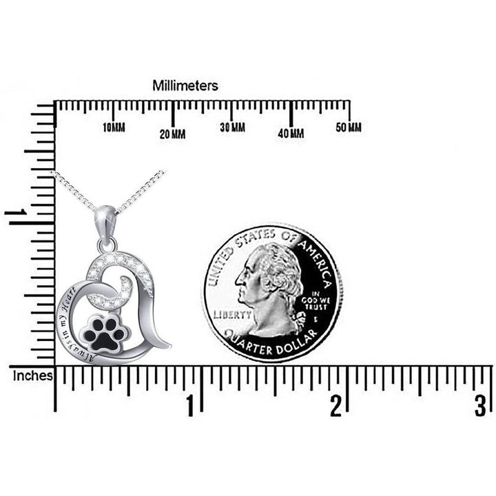 Always in My Heart Paw Print Necklace – Pet Memorial Gift