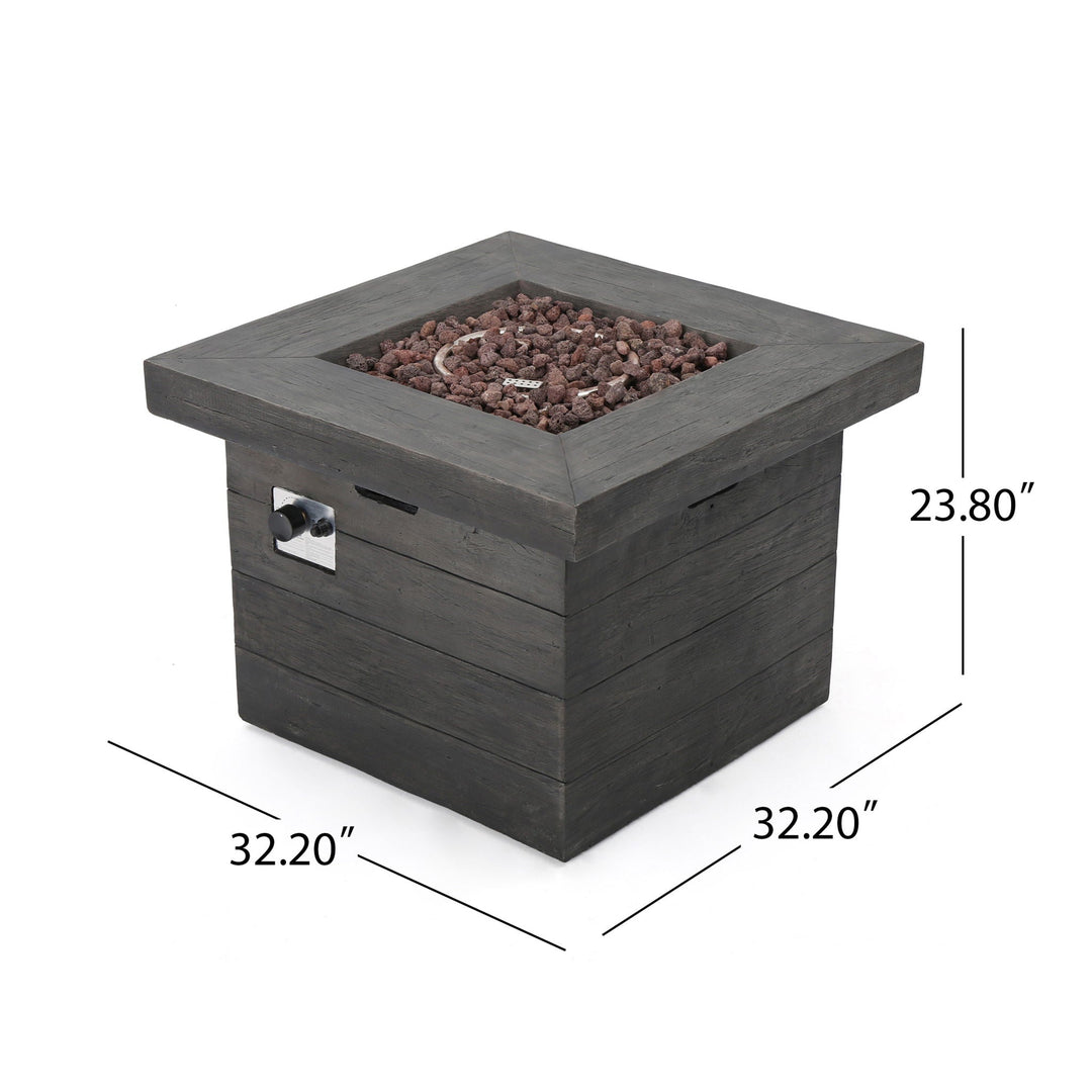 Anchorage Wood Square Fire Pit 40,000 BTU - Gray