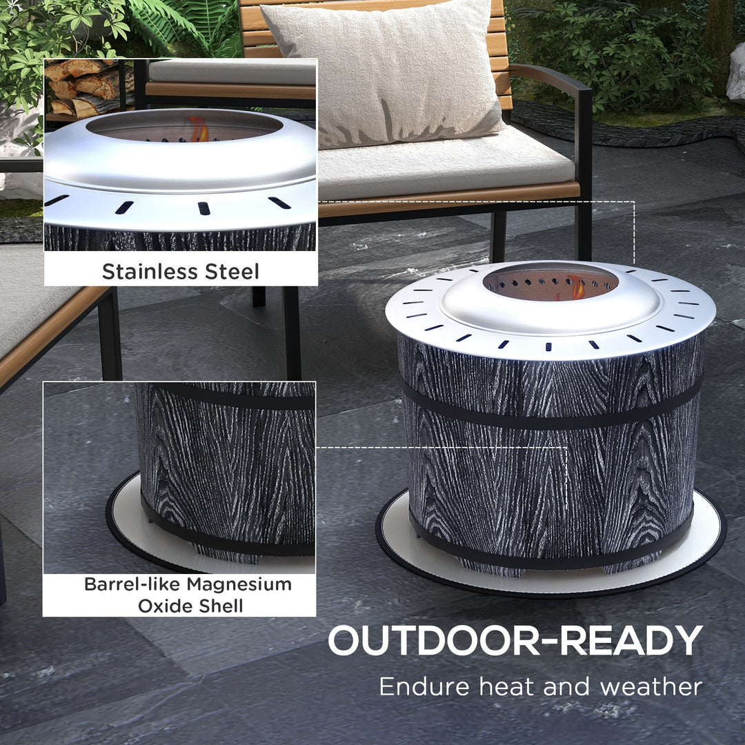 Smokeless Fire Pit with Fireproof Mat, 20' Barrel Style Portable Wood Burning Firepit