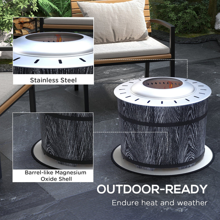Smokeless Fire Pit with Fireproof Mat, 20' Barrel Style Portable Wood Burning Firepit