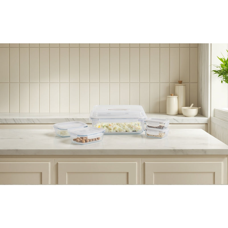 Bake & Carry Glass Set 5 Containers, Vanilla