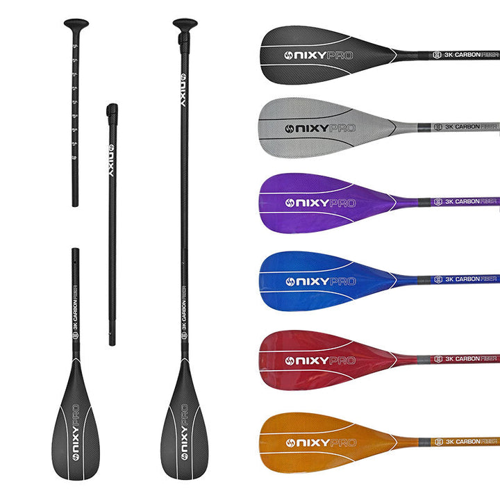 NIXY 3-Piece Adjustable 100% 3K Color Carbon Fiber SUP Pro Paddle