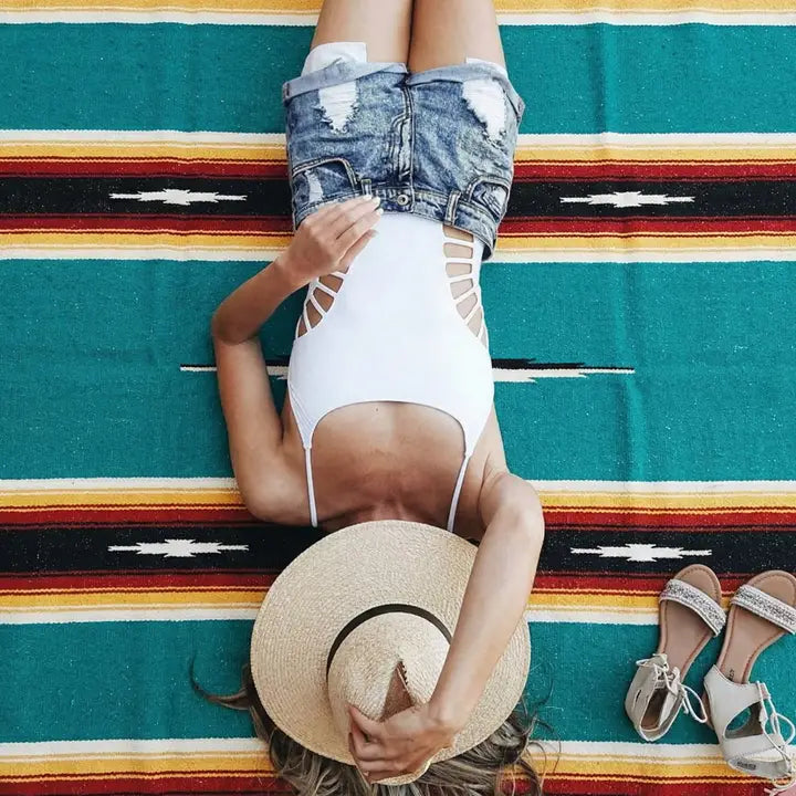 West Path Turquoise Sunset Baja Diamond Blanket