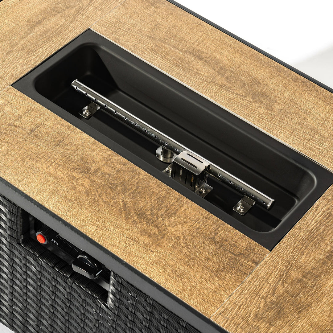 32" Propane Gas Fire Pit Table with Propane Tank Cover - Dark Gray