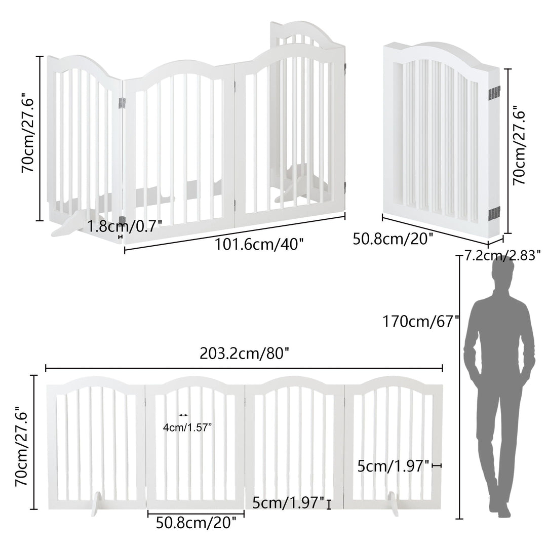 4 Panel Freestanding Pet Gate with Foldable Design