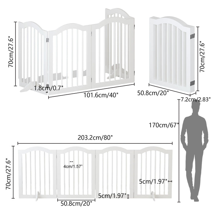 4 Panel Freestanding Pet Gate with Foldable Design