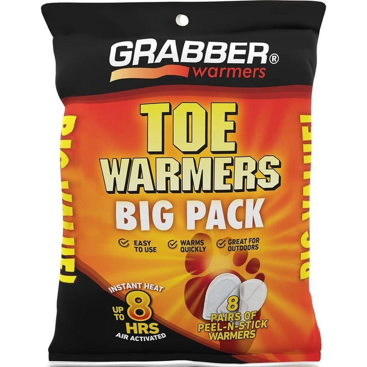 TRAPSKI Grabber Toe Warmers - Long Lasting Safe Natural Odorless Air Activated Warmers - Up to 8 Hours of Heat - 8 Pair Pack