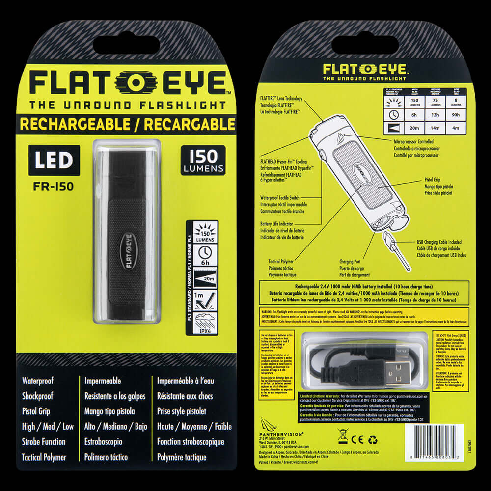 Panther Vision FLATEYE™ Rechargeable FR-150 Flashlight – 150 Lumens