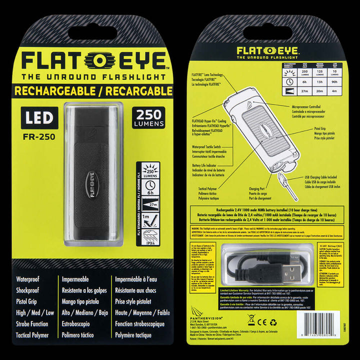 Panther Vision FLATEYE™ Rechargeable FR-250 Flashlight – 250 Lumens