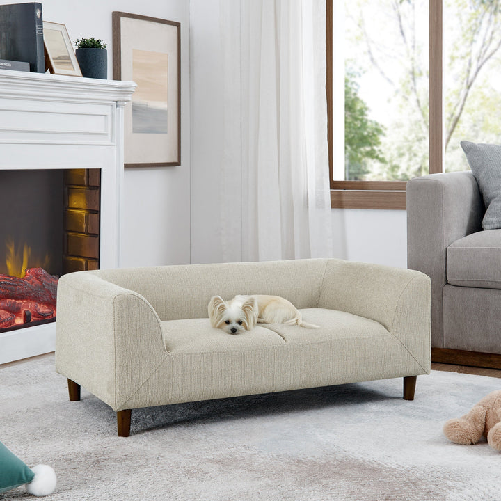 Modern Rectangular Pet Sofa with Backrest and Armrests