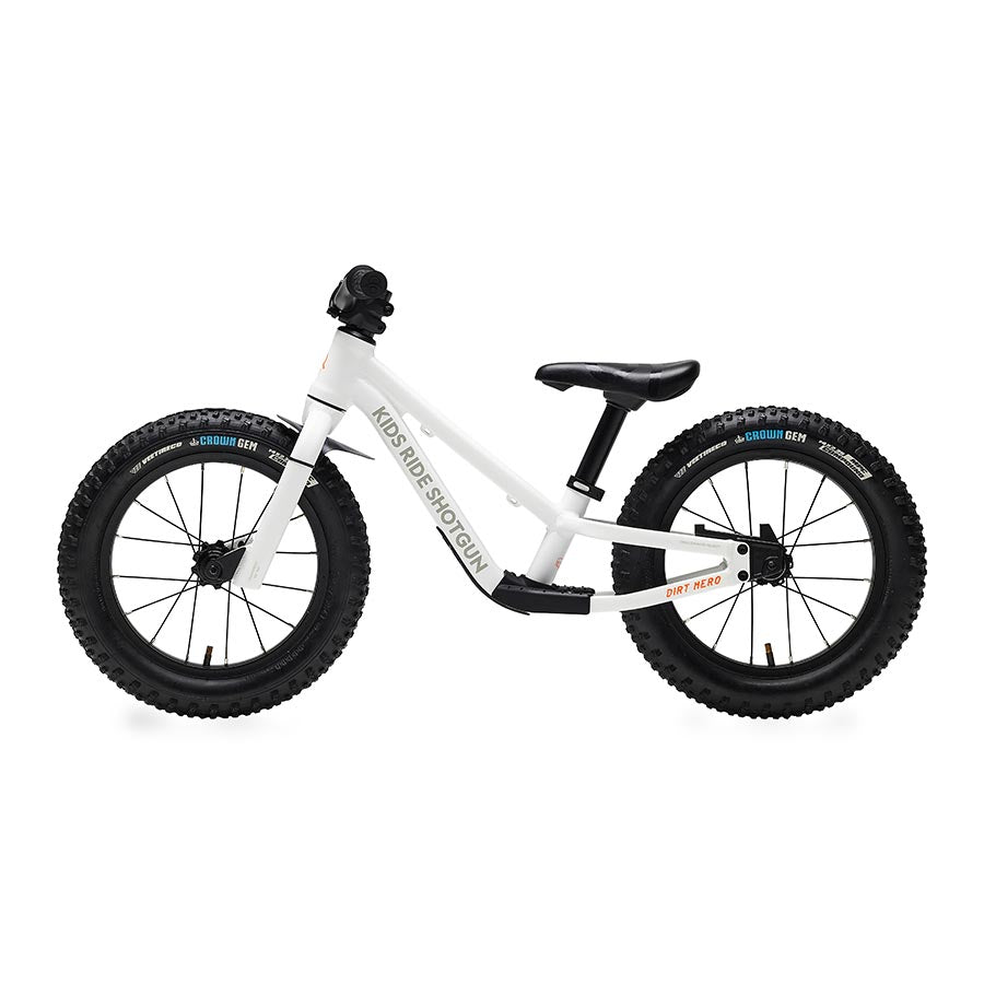 Kids Ride Shotgun, Dirt Hero 14'' Push Bike, Without Brake, White