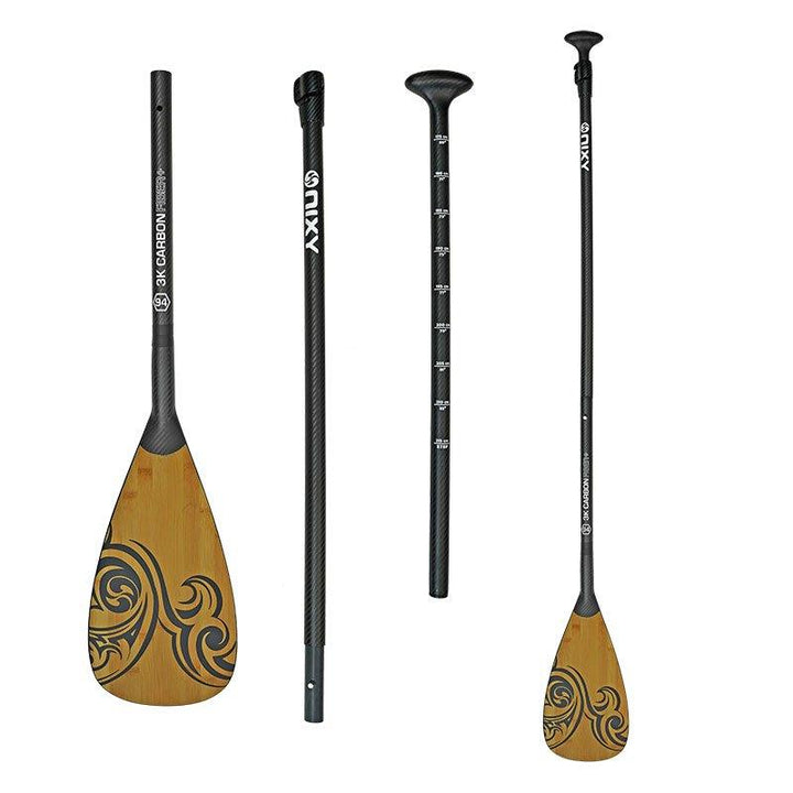 NIXY 3-Piece Adjustable 100% Carbon Fiber SUP Pro Paddle with Bamboo