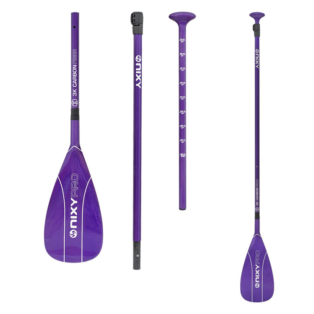 NIXY 3-Piece Adjustable 100% 3K Color Carbon Fiber SUP Pro Paddle