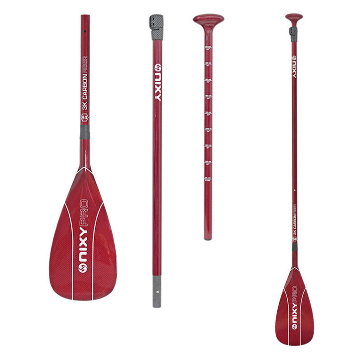 NIXY 3-Piece Adjustable 100% 3K Color Carbon Fiber SUP Pro Paddle