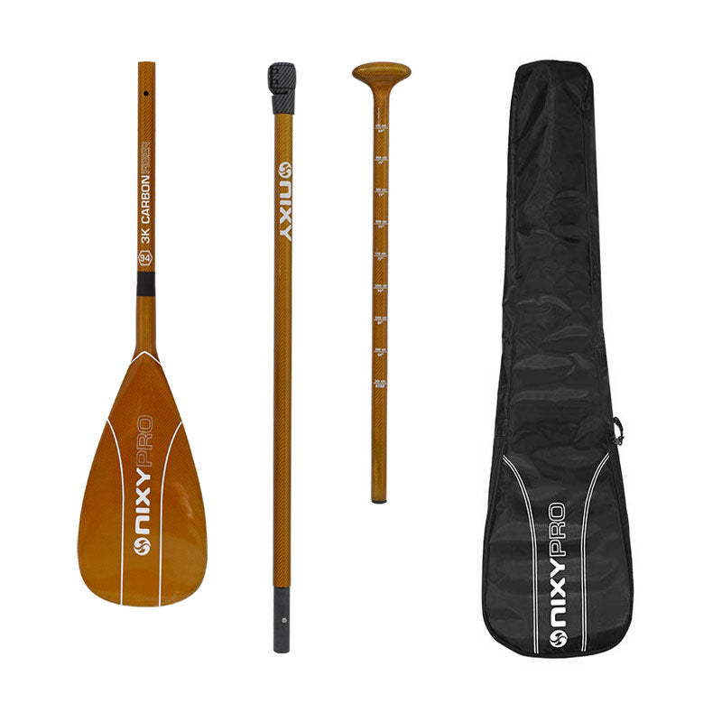 NIXY 3-Piece Adjustable 100% 3K Color Carbon Fiber SUP Pro Paddle