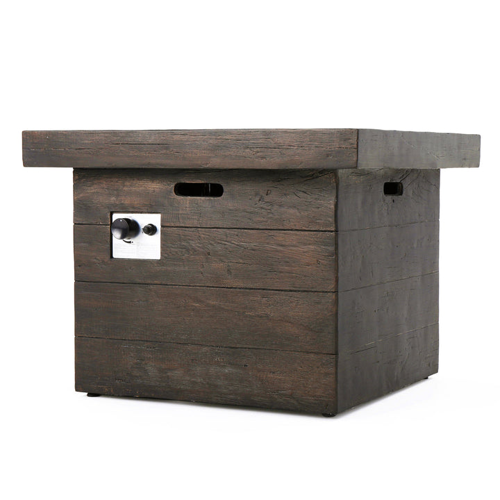 Anchorage 32'' Wood Square MGO Fire Pit Brown - 40,000 BTU