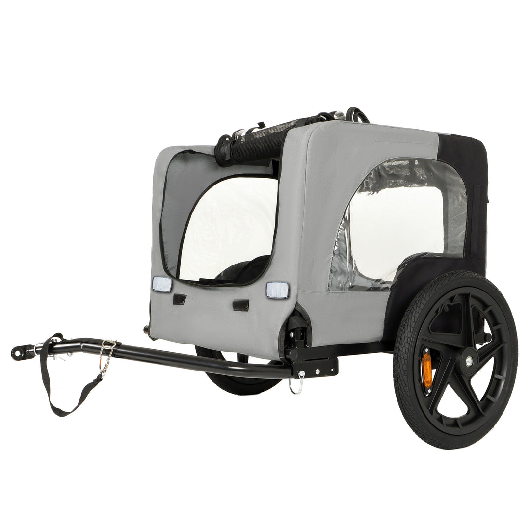 Outdoor Heavy Duty Collapsible Pet Bike Trailer with 16-Inch All-Terrain Wheels