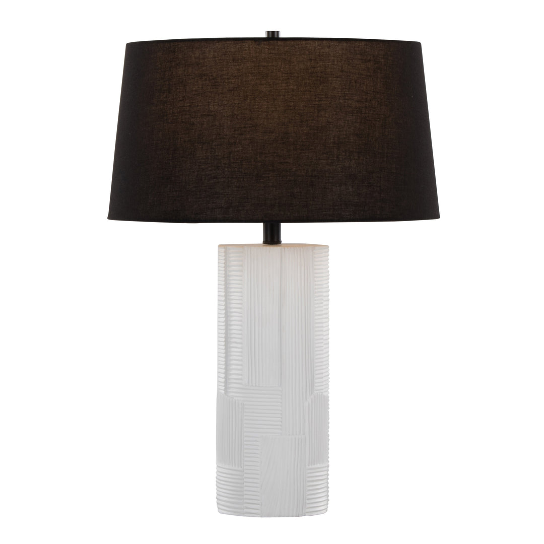 Petra 26" Contemporary Polyresin Table Lamp in Cream and Black - Set of 2