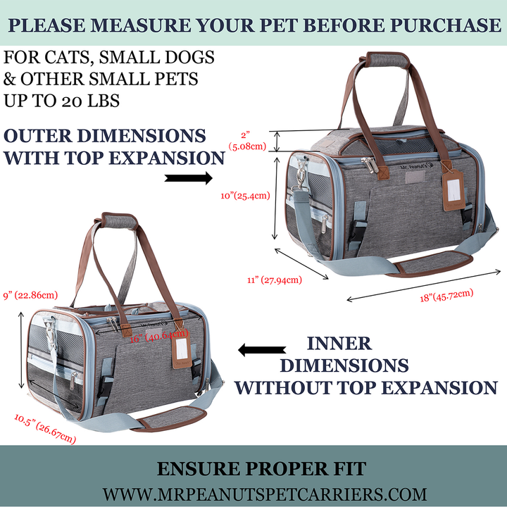 Mr. Peanut's Gold Series Standard Size Airline Compliant Expandable Pet Carrier