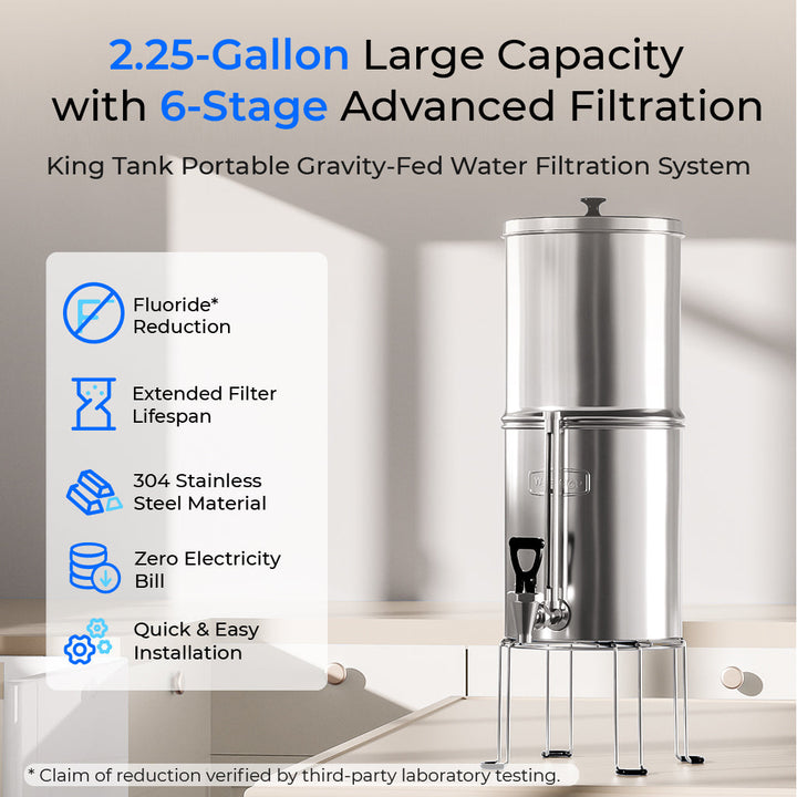 Waterdrop 2.25-gallon King Tank Gravity Water Filter System, With Stand