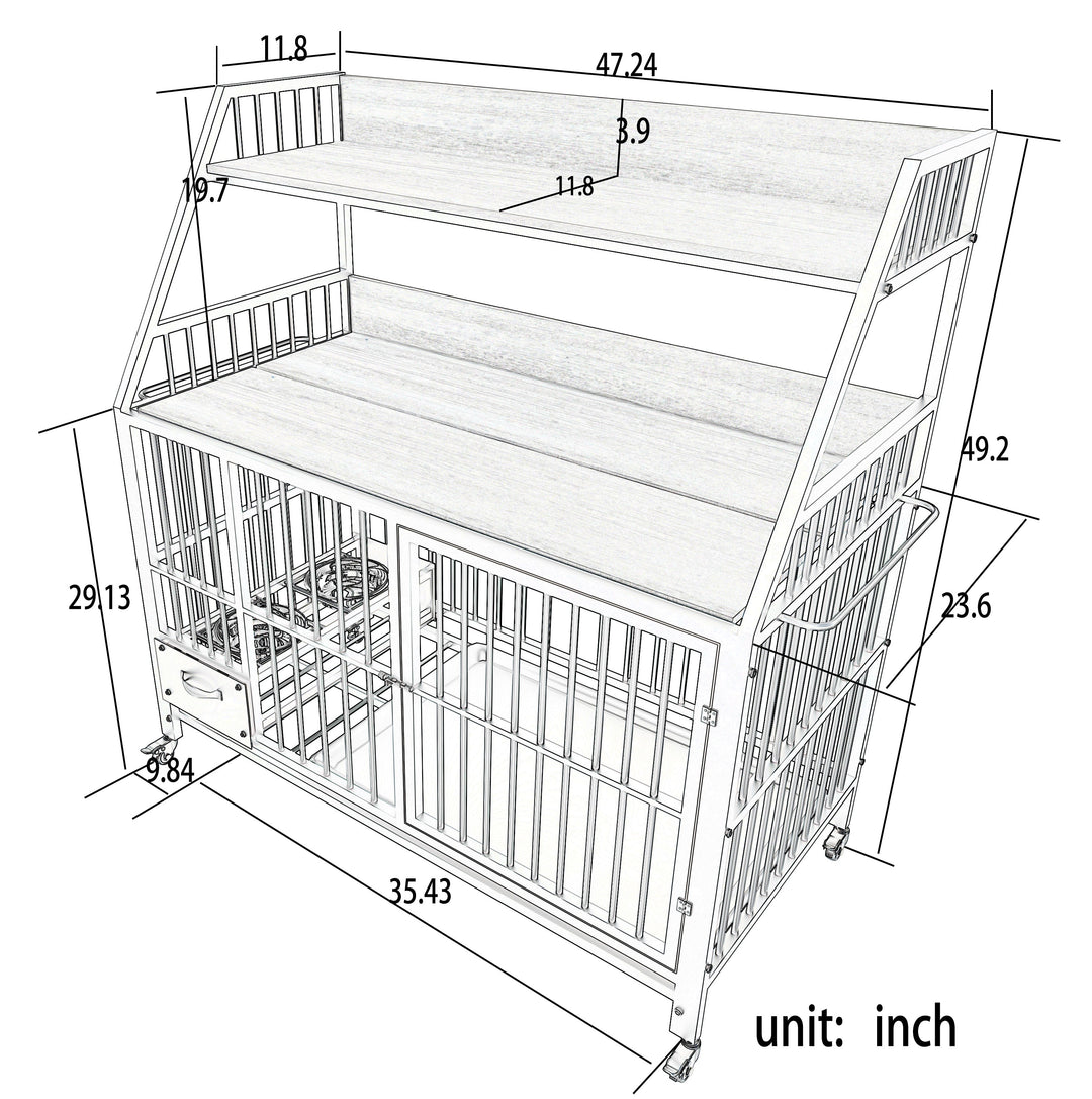 Large Pet Cage with Storage Rack and Stainless Steel Basins