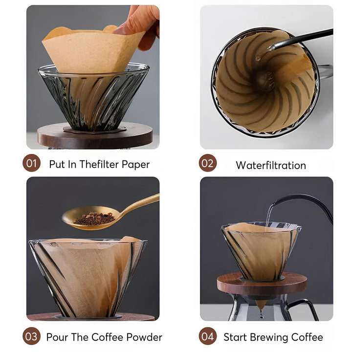 Coffee Brewing V60 Set with Walnut Wood Holder
