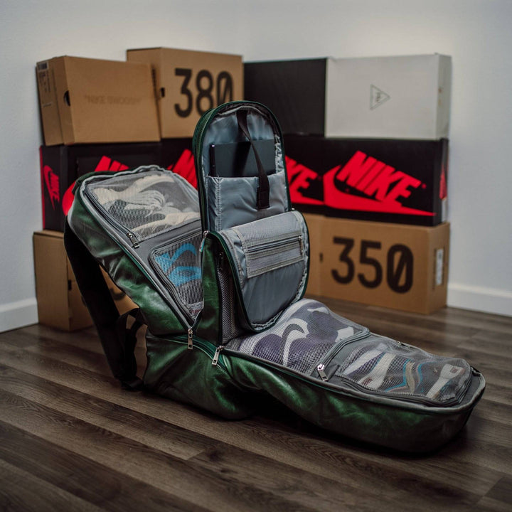 Sole Premise Emerald Green Leather Luxury Carry-On Backpack Patented Signature Design