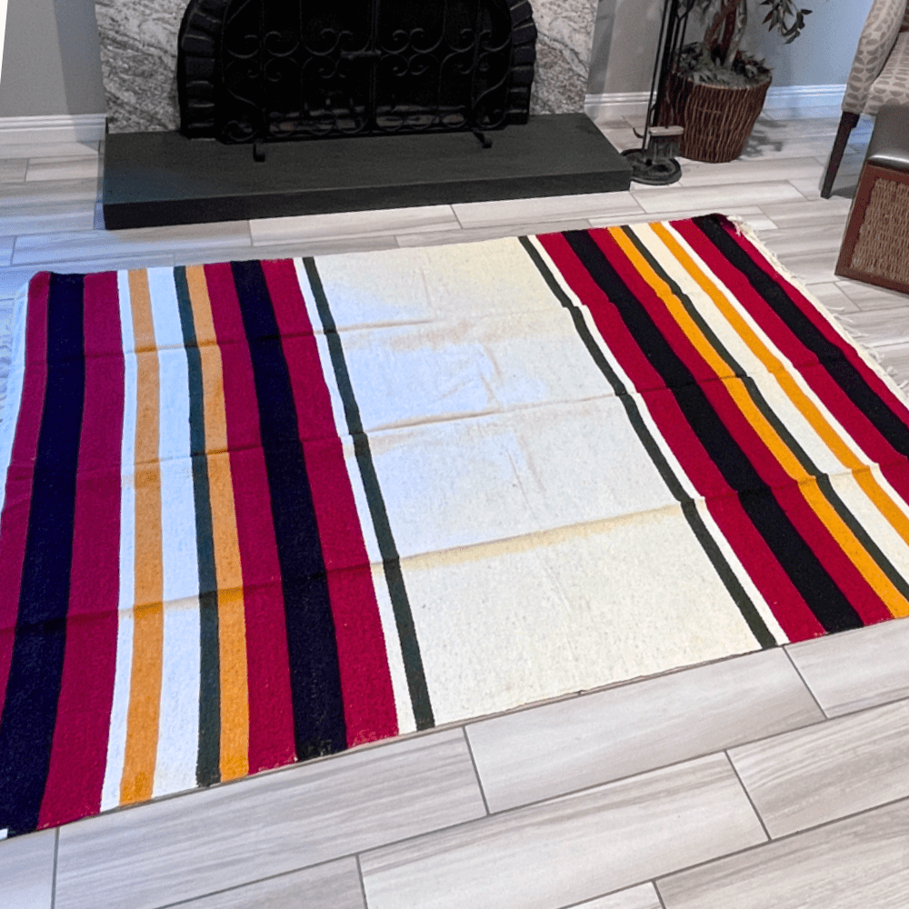 West Path Wool Striped Mexican Blanket