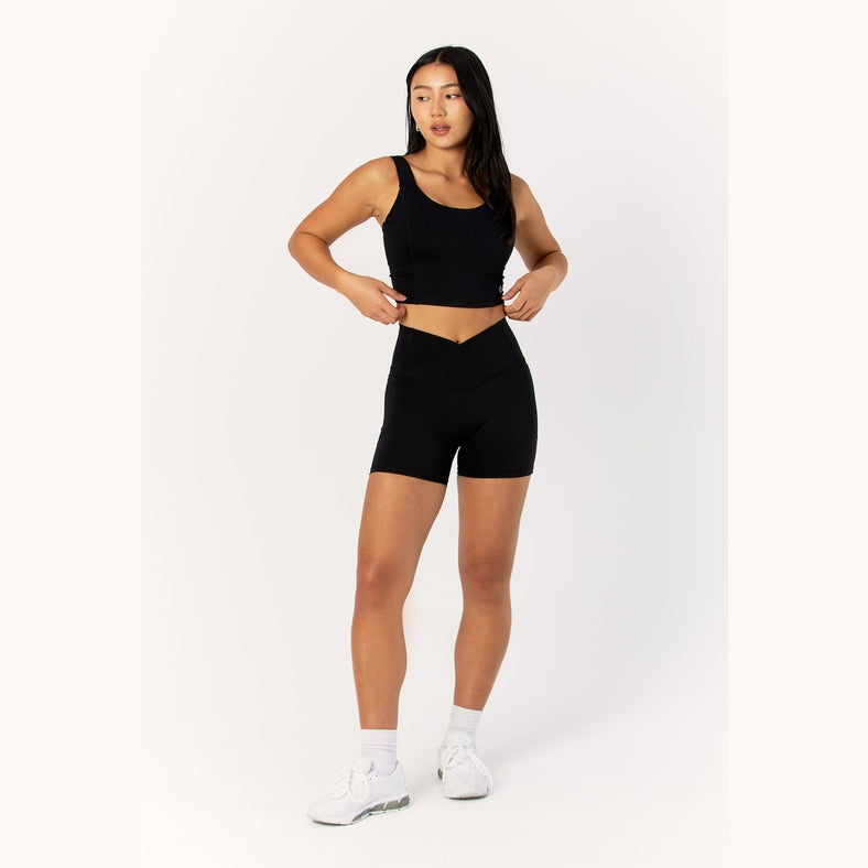 Astoria LIVE LUXE Crossed Sports Crop - Black