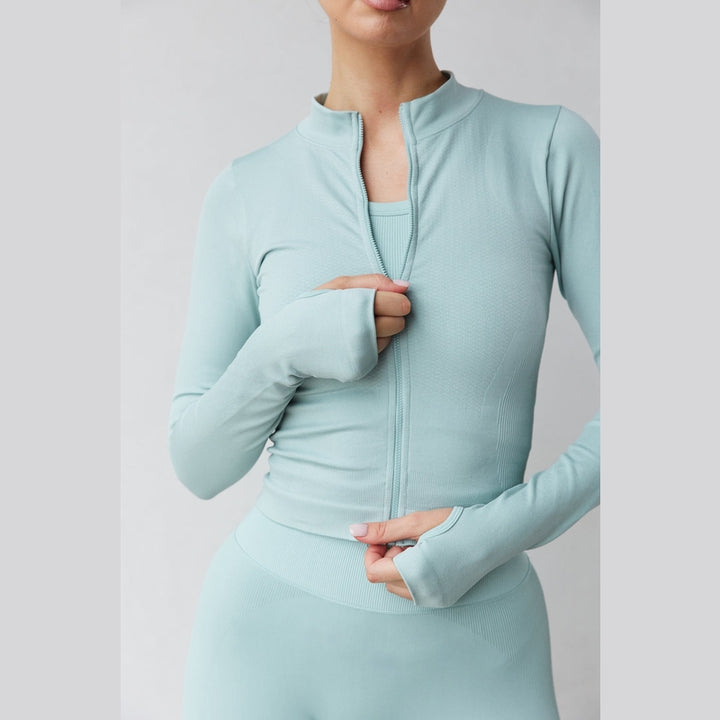 Astoria CONTOUR Ribbed Seamless Zip Up - Seafoam