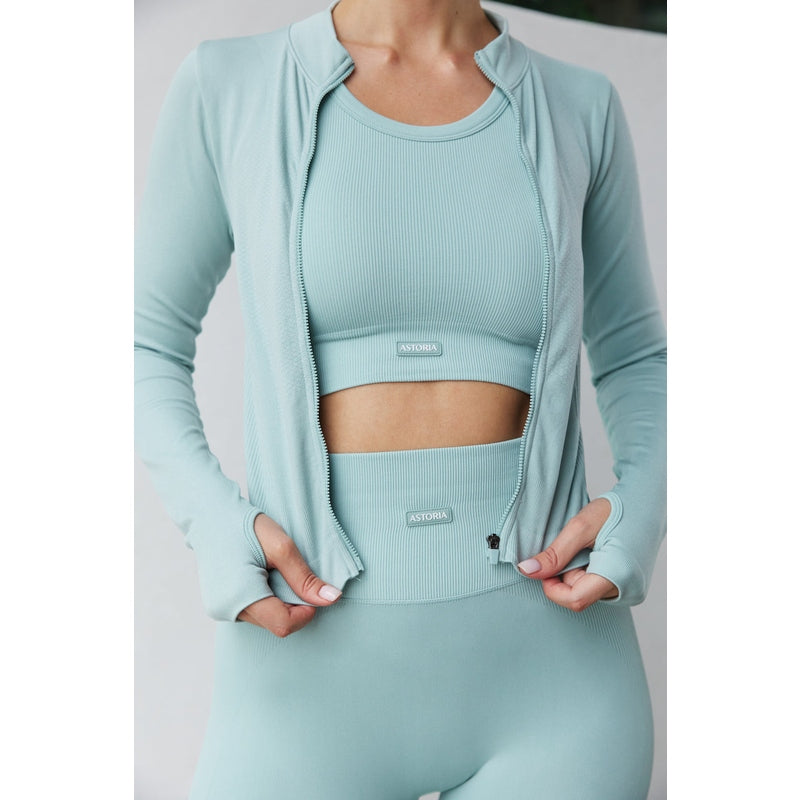 Astoria CONTOUR Ribbed Seamless Sports Crop - Seafoam