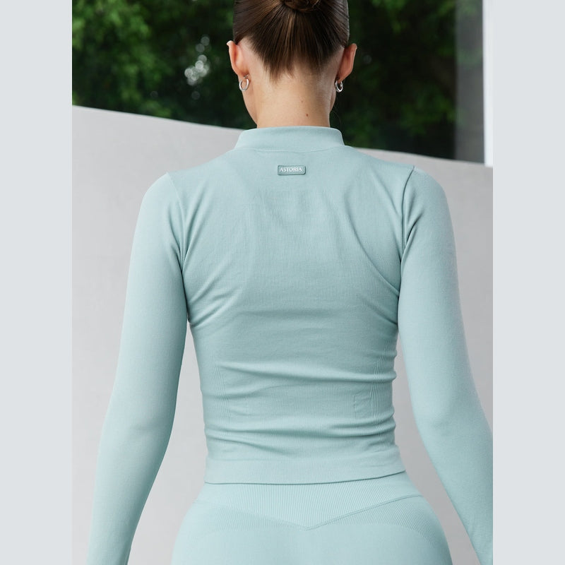 Astoria CONTOUR Ribbed Seamless Zip Up - Seafoam