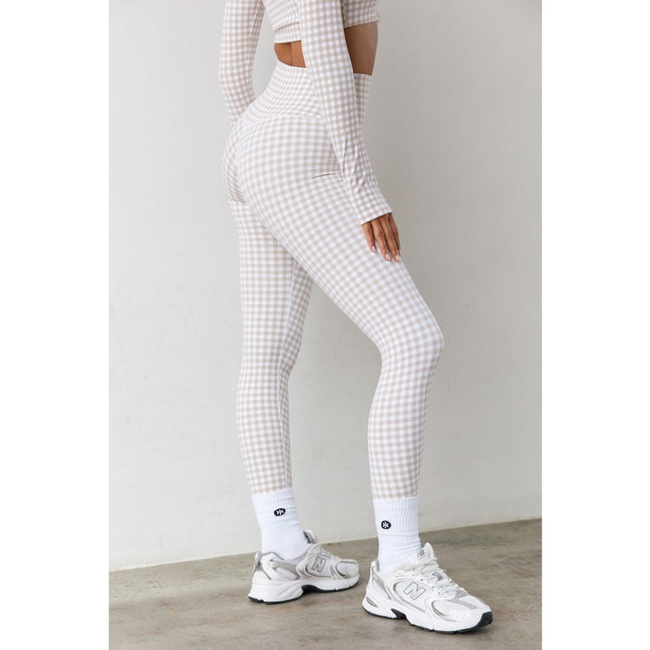 Astoria LUXE BALANCE Full Length Legging - Beige Gingham