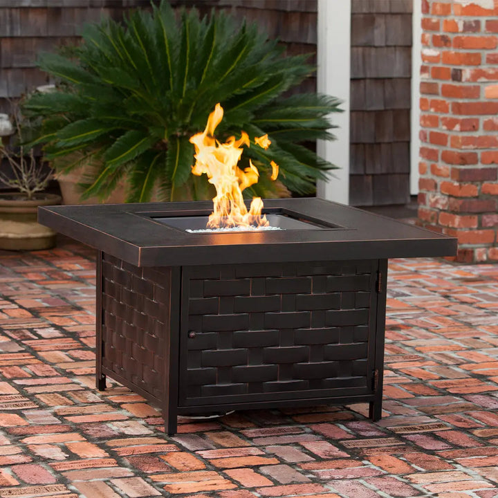 Armstrong 42" Square Basketweave Aluminum Gas Fire Pit