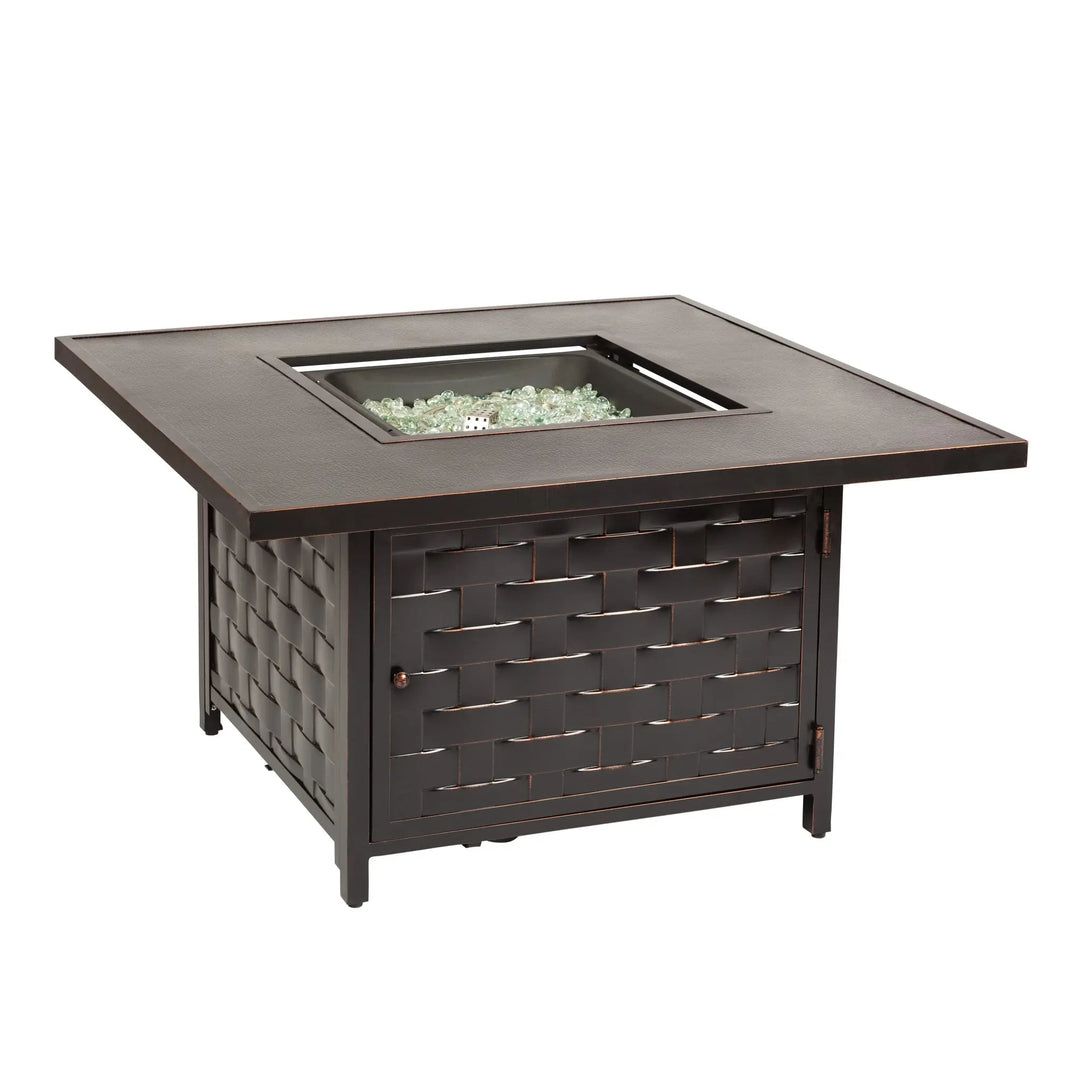 Armstrong 42" Square Basketweave Aluminum Gas Fire Pit