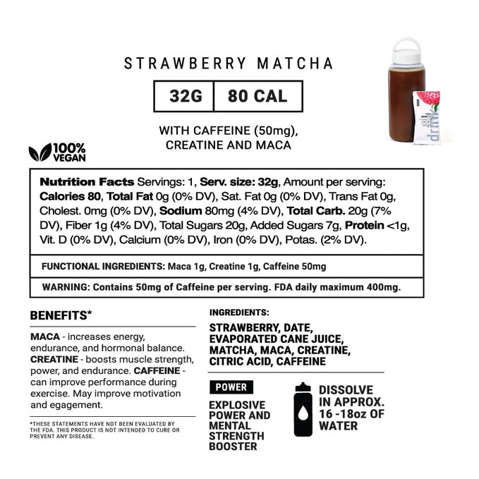 Strawberry Matcha Creatine Power Drink w/Adaptogens