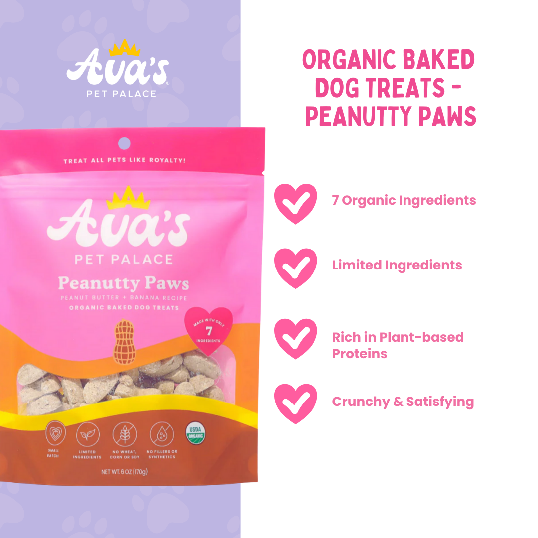 Ava's Pet Palace Organic Baked Dog Treats - Peanutty Paws