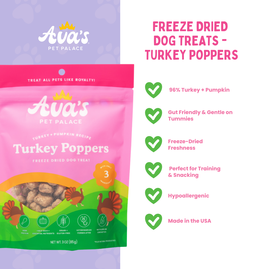 Ava's Pet Palace Freeze Dried Dog Treats - Turkey Poppers