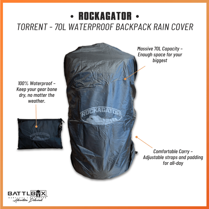 Rockagator TORRENT - 70 Liter Waterproof Backpack Rain Cover
