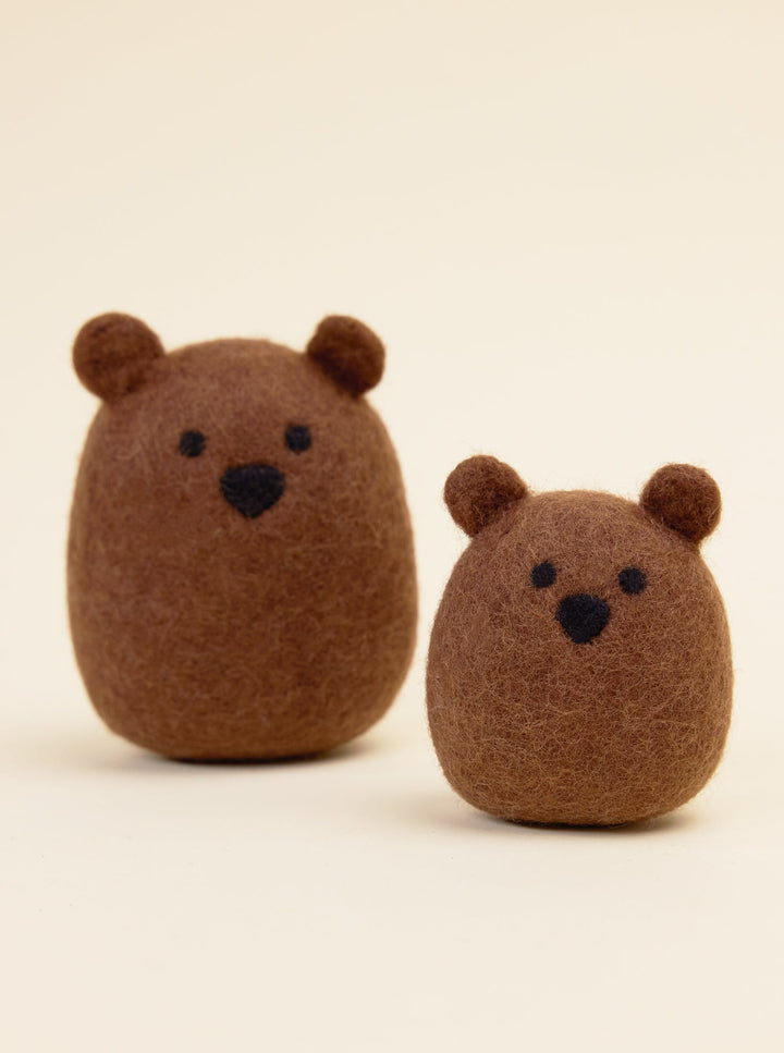 BROWN BEAR WOOL DOG TOY