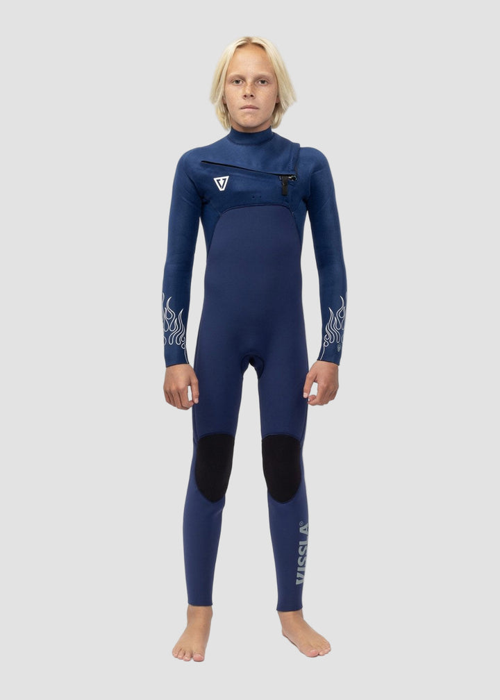 High Seas Boys Fire 3-2 Full Chest Zip Wetsuit