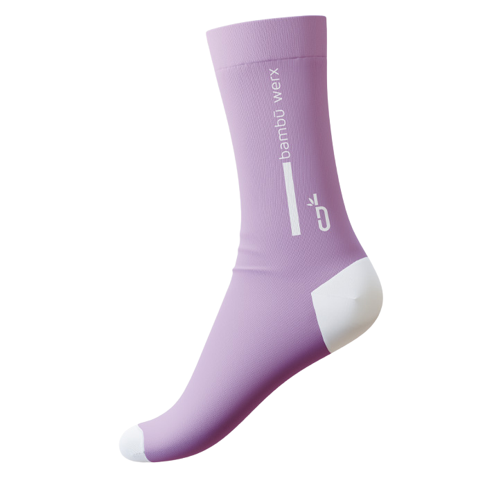 Bamboo Performance Socks – Mid-Calf, Vertical Stripe/Logo