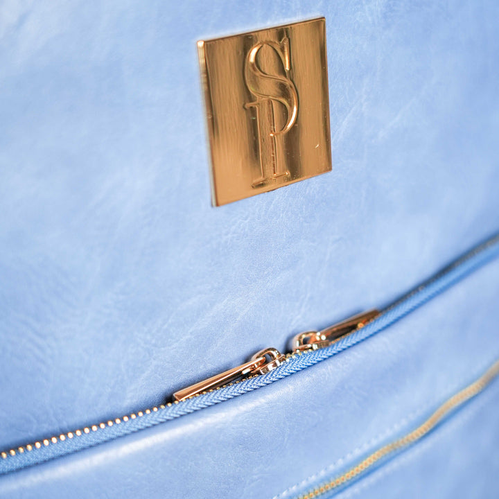 Sole Premise Baby Blue Tumbled Leather Commuter Bag