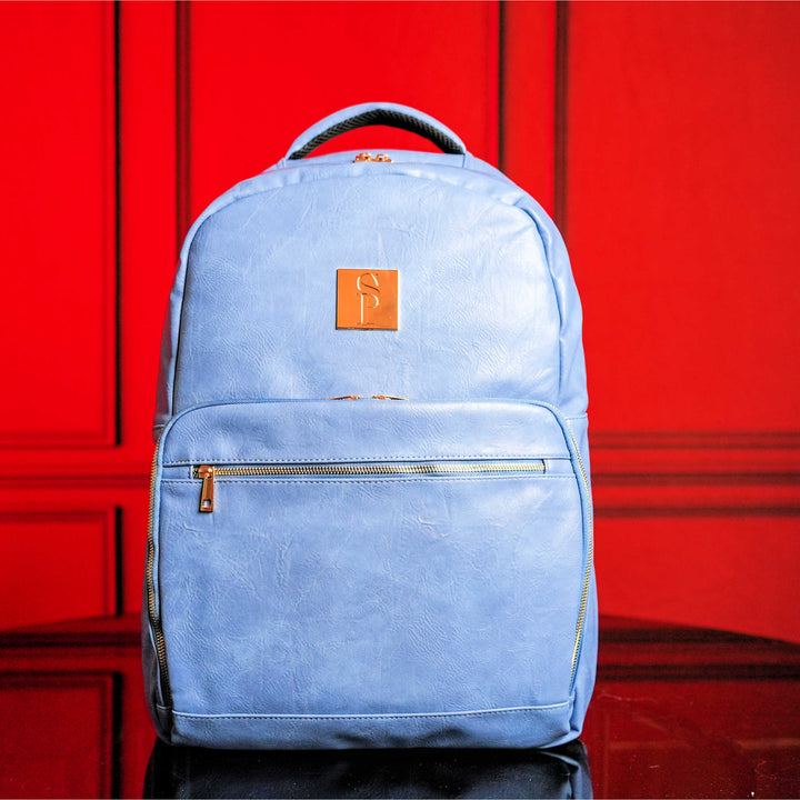 Sole Premise Baby Blue Tumbled Leather Commuter Bag