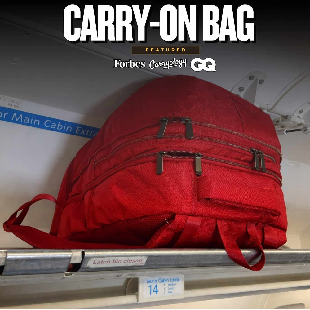 Sole Premise Red Polyester Carry-On Bag Patented Signature Design