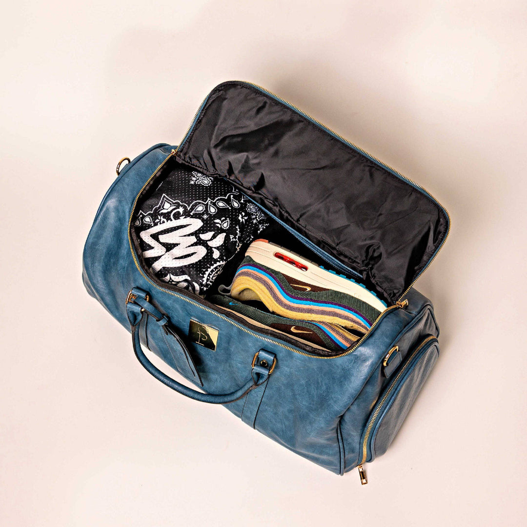 Sole Premise Blue Tumbled Luciano Leather Duffle New Weekender Design