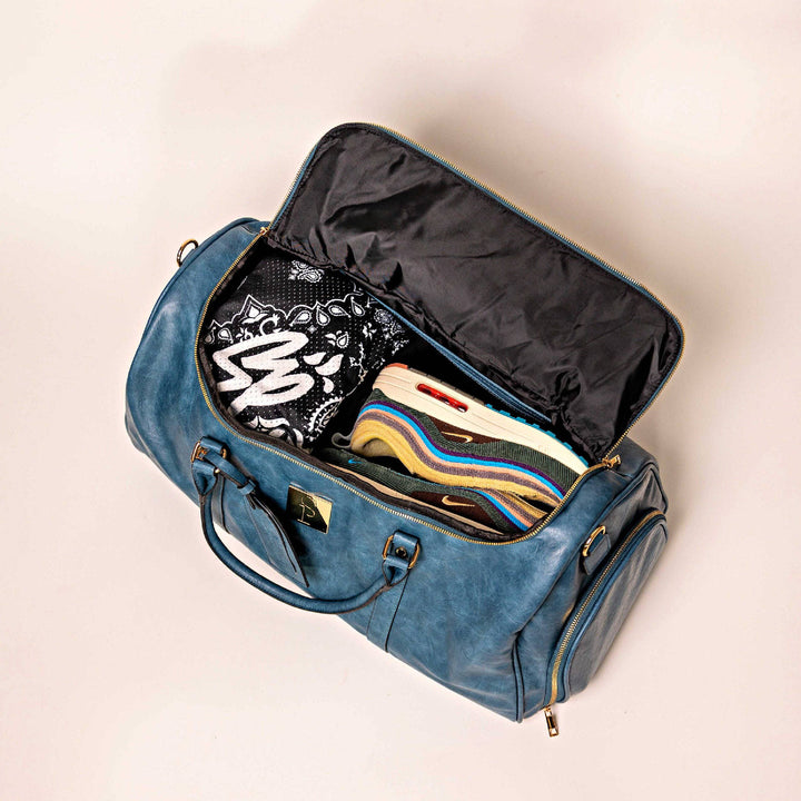 Sole Premise Blue Tumbled Luciano Leather Duffle New Weekender Design