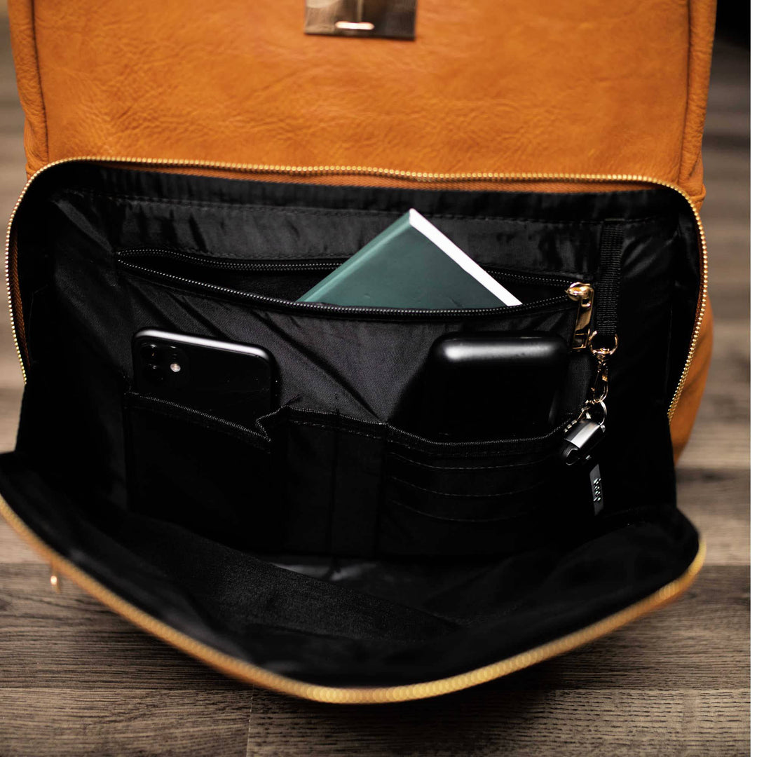 Sole Premise Brown Tumbled Leather Daily Commuter Backpack